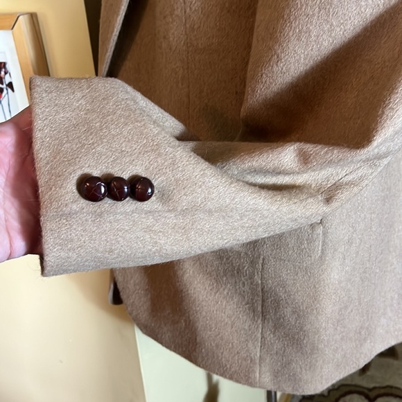 VINTAGE 60’s Genuine Camelhair 2-Button 42R Blazer Classic Tan Tufted Buttons - Picture 10 of 16